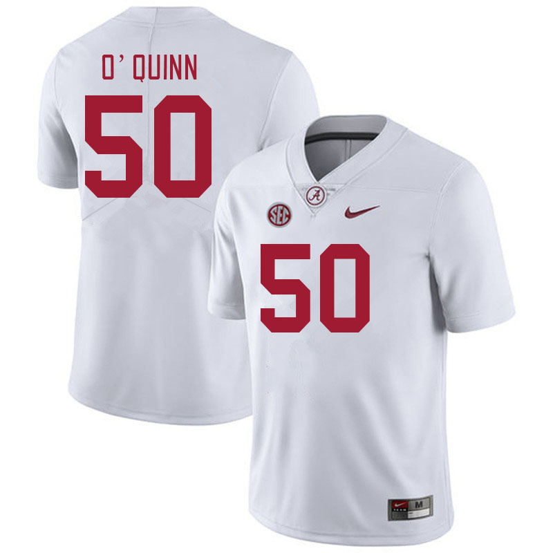Men #50 Brock O'Quinn Alabama Crimson Tide College Footabll Jerseys Stitched Sale-White